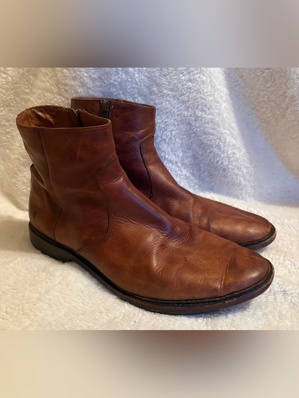 Men’s Frye Paul Side Zip Chelsea Style Boots Brown Leather Mexico Size 10.5 D